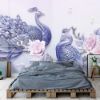 Picture of Hand Made Wallpaper 3D Wall Mural Modern Minimalist 3D Embossed Peony Peacock TV Background Wall