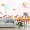 Picture of Hand Made Wallpaper Children Room Cartoon Drawing Train House Hot Air Balloon Background Wall