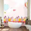 Picture of Hand Made Wallpaper Children Room Cartoon Drawing Train House Hot Air Balloon Background Wall