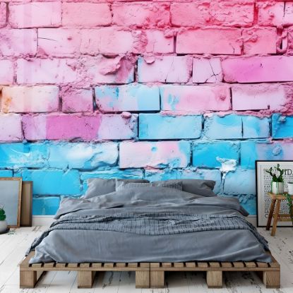 Picture of Hand Made Wallpaper 3D Wall Mural Vibrant Background Pink And Blue Textured Wall