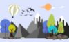 Picture of Hand Made Wallpaper Original Flat Cartoon Children's Room Flying Bird Snow Mountain Landscape Wall