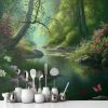 Picture of Hand Made Wallpaper Beautiful Nature Lovely Place With Forest Tree Water River Flowers And Butterflies 
